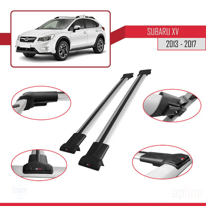 Compatible avec Subaru XV 2013-2017 FLY Model Barres de Toit Railing Porte-Bagages de Voiture Gris Aluminium 2 Barres