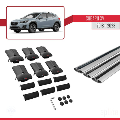 Compatible with Subaru XV 2 2018-2023 FLY Model Car Roof Rack Cross Bar Grey Aluminium 3 Bars