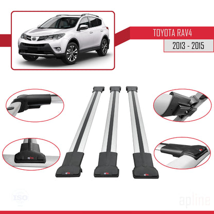 Compatible avec Toyota RAV4 IV (XA40) Pre-Facelift 2013-2015 FLY Model Barres de Toit Railing Porte-Bagages de Voiture Gris Aluminium 3 Barres