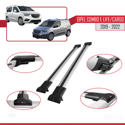Compatible with Opel Combo E 2019-2022 FLY Model Car Roof Rack Cross Bar Grey Aluminium 2 Bars