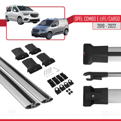 Compatible with Opel Combo E 2019-2022 FLY Model Car Roof Rack Cross Bar Grey Aluminium 2 Bars