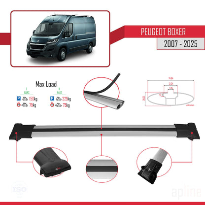 Compatible with Peugeot Boxer 2 2007-2025 FLY Model Car Roof Rack Cross Bar Grey Aluminium 2 Bars