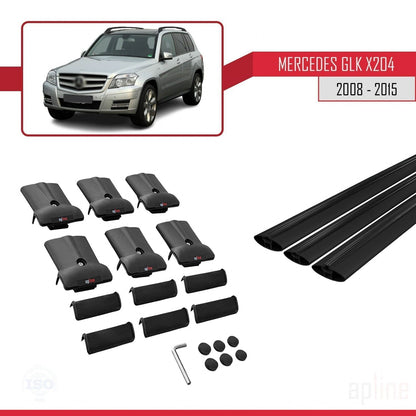 Compatible avec Mercedes Classe GLK (X204) 2008-2015 FLY Model Barres de Toit Railing Porte-Bagages de Voiture Noir Aluminium 3 Barres