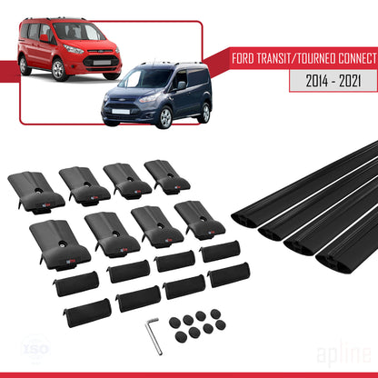Compatible with Ford Transit/Tourneo Connect 2 2014-2021 FLY Model Car Roof Rack Cross Bar Black Aluminium 4 Bars