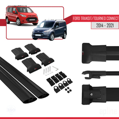 Compatible with Ford Transit/Tourneo Connect 2 2014-2021 FLY Model Car Roof Rack Cross Bar Black Aluminium 2 Bars