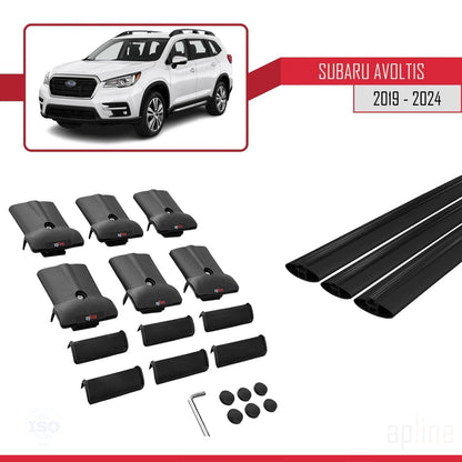 Compatible avec Subaru Evoltis 2019-2025 FLY Model Barres de Toit Railing Porte-Bagages de Voiture Noir Aluminium 3 Barres