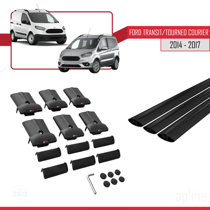 Compatible avec Ford Transit/Tourneo Courier Pre-Facelift 2014-2017 FLY Model Barres de Toit Railing Porte-Bagages de Voiture Noir Aluminium 3 Barres