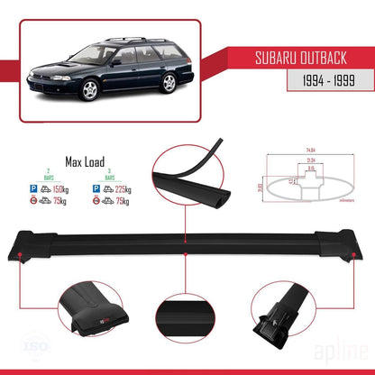 Compatible avec Subaru Outback 1994-1999 FLY Model Barres de Toit Railing Porte-Bagages de Voiture Noir Aluminium 2 Barres