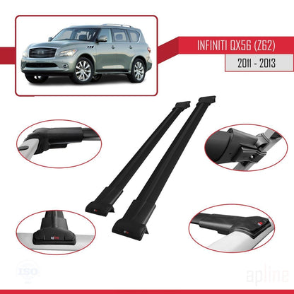 Compatible with IInfiniti QX56 (Z62) 2011-2013 FLY Model Car Roof Rack Cross Bar Black Aluminium 2 Bars