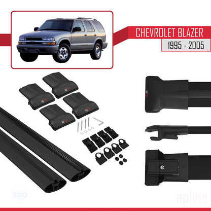 Compatible avec Chevrolet Blazer 1995-2005 FLY Model Barres de Toit Railing Porte-Bagages de Voiture Noir Aluminium 2 Barres