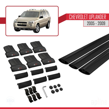 Compatible avec Chevrolet Uplander 2005-2009 FLY Model Barres de Toit Railing Porte-Bagages de Voiture Noir Aluminium 3 Barres