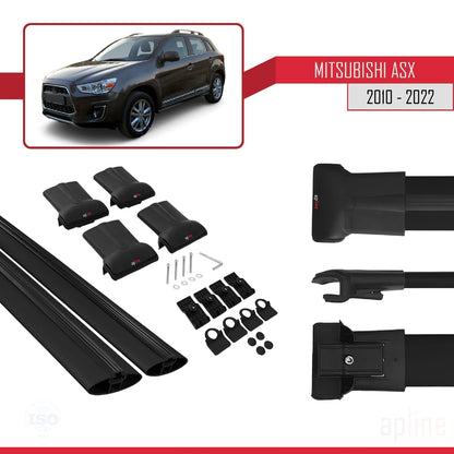 Compatible avec Mitsubishi ASX (GA) 2010-2022 FLY Model Barres de Toit Railing Porte-Bagages de Voiture Noir Aluminium 2 Barres