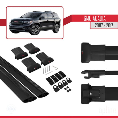 Compatible avec GMC Acadia 2007-2017 FLY Model Barres de Toit Railing Porte-Bagages de Voiture Noir Aluminium 2 Barres