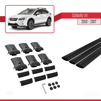 Compatible avec Subaru XV 2013-2017 FLY Model Barres de Toit Railing Porte-Bagages de Voiture Noir Aluminium 3 Barres