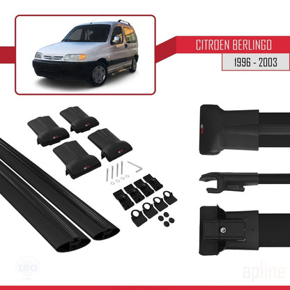 Compatible avec Citroen Berlingo (M49) 1996-2003 FLY Model Barres de Toit Railing Porte-Bagages de Voiture Noir Aluminium 2 Barres
