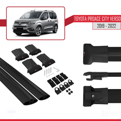 Compatible avec Toyota Proace City Verso 2019-2022 FLY Model Barres de Toit Railing Porte-Bagages de Voiture Noir Aluminium 2 Barres