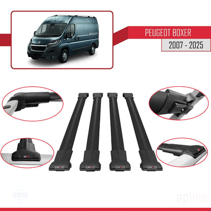 Compatible with Peugeot Boxer 2 2007-2025 FLY Model Car Roof Rack Cross Bar Black Aluminium 4 Bars