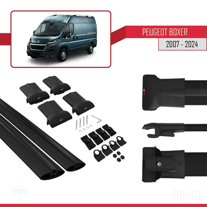 Compatible with Peugeot Boxer 2 2007-2025 FLY Model Car Roof Rack Cross Bar Black Aluminium 2 Bars