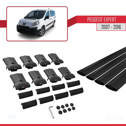 Compatible with Peugeot Expert 2 2007-2016 FLY Model Car Roof Rack Cross Bar Black Aluminium 4 Bars