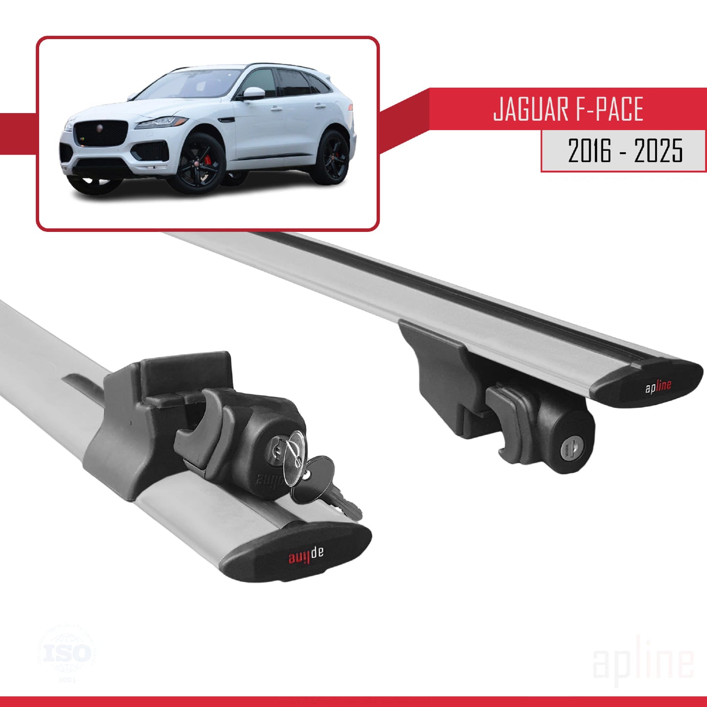 Compatible avec Jaguar F-Pace (X761) 2016-2025 HOOK Model Barres de Toit Railing Porte-Bagages de Voiture Gris Aluminium 2 Barres