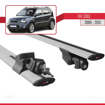 Compatible avec Kia Soul (AM) 2009-2013 HOOK Model Barres de Toit Railing Porte-Bagages de Voiture Gris Aluminium 2 Barres