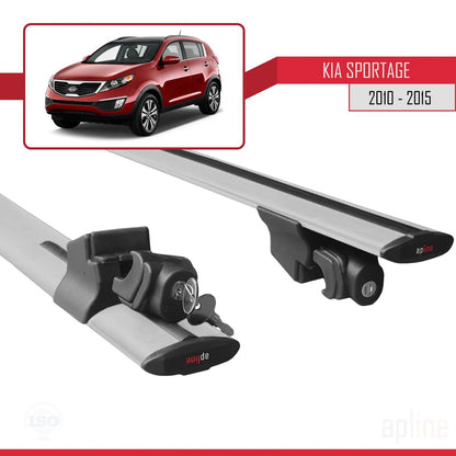 Compatible avec Kia Sportage 3 (SL) 2010-2015 HOOK Model Barres de Toit Railing Porte-Bagages de Voiture Gris Aluminium 2 Barres