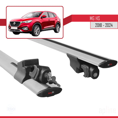 Compatible avec MG HS (AS23) 2018-2024 HOOK Model Barres de Toit Railing Porte-Bagages de Voiture Gris Aluminium 2 Barres