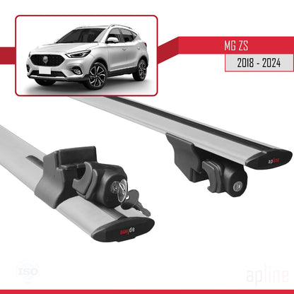 Compatible avec MG ZS 2018-2024 HOOK Model Barres de Toit Railing Porte-Bagages de Voiture Gris Aluminium 2 Barres