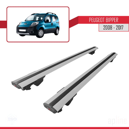 Compatible avec Peugeot Bipper 2008-2017 HOOK Model Barres de Toit Railing Porte-Bagages de Voiture Gris Aluminium 2 Barres