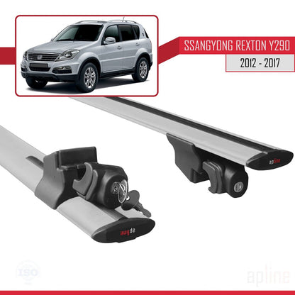 Compatible avec Ssangyong Rexton (Y290) 2012-2017 HOOK Model Barres de Toit Railing Porte-Bagages de Voiture Gris Aluminium 2 Barres