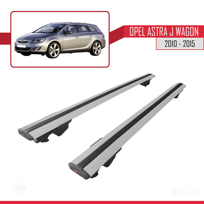 Compatible avec Opel Astra J Wagon 2010-2015 HOOK Model Barres de Toit Railing Porte-Bagages de Voiture Gris Aluminium 2 Barres