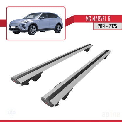 Compatible avec MG Marvel R 2021-2025 HOOK Model Barres de Toit Railing Porte-Bagages de Voiture Gris Aluminium 2 Barres