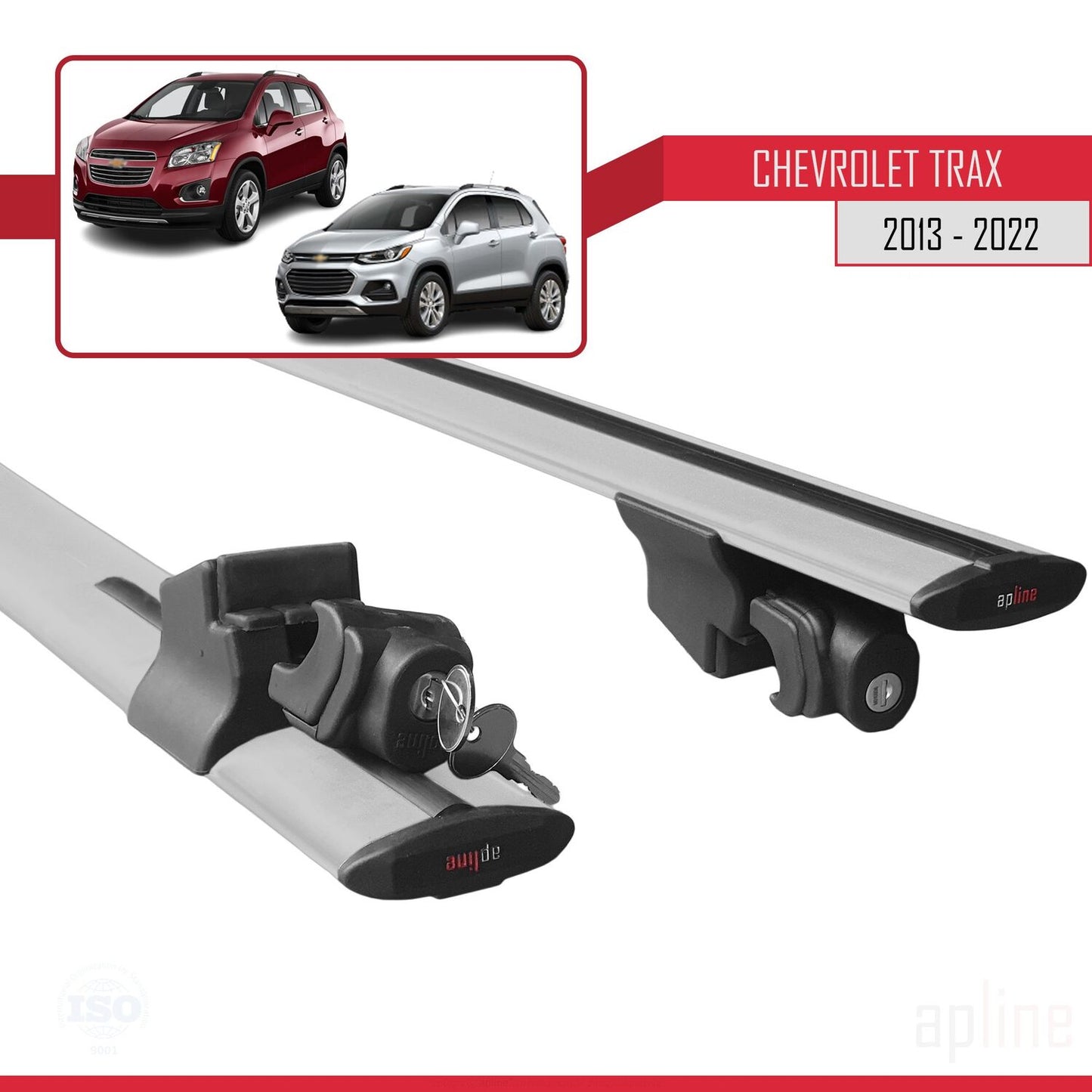 Compatible avec Chevrolet Trax (U200) 2013-2022 HOOK Model Barres de Toit Railing Porte-Bagages de Voiture Gris Aluminium 2 Barres