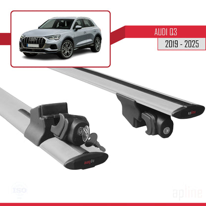 Compatible with Q3 (F3) 2019-2025 HOOK Model Car Roof Rack Cross Bar Grey Aluminium 2 Bars