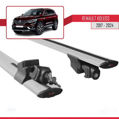Compatible with Renault Koleos 2 (HC) 2017-2024 HOOK Model Car Roof Rack Cross Bar Grey Aluminium 2 Bars