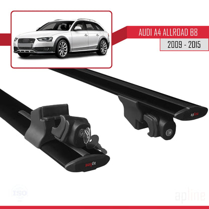 Compatible avec A4 (B8) Allroad 2009-2015 HOOK Model Barres de Toit Railing Porte-Bagages de Voiture Noir Aluminium 2 Barres