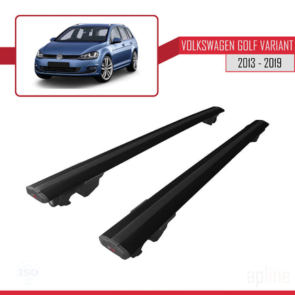Compatible avec Volkswagen Golf 7 (5G) Variant 2013-2019 HOOK Model Barres de Toit Railing Porte-Bagages de Voiture Noir Aluminium 2 Barres
