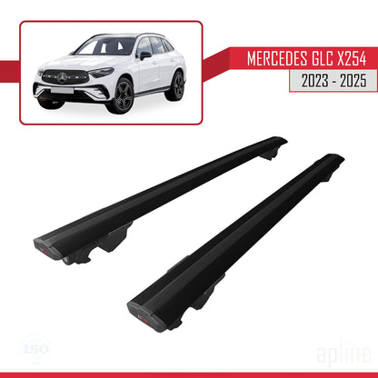 Compatible avec Mercedes Classe GLC 2 (X254) 2023-2025 HOOK Model Barres de Toit Railing Porte-Bagages de Voiture Noir Aluminium 2 Barres