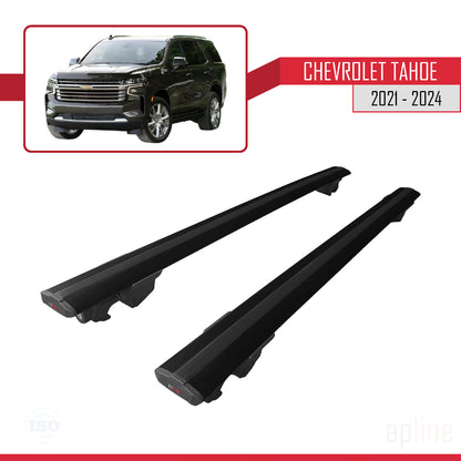 Compatible avec Chevrolet Tahoe 2021-2024 HOOK Model Barres de Toit Railing Porte-Bagages de Voiture Noir Aluminium 2 Barres