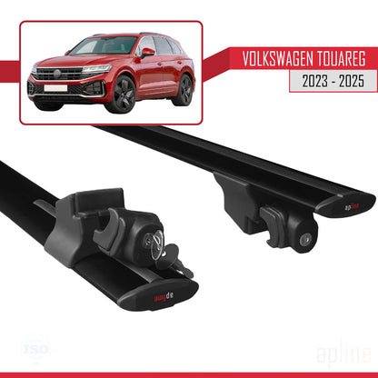Compatible avec VW Touareg 2015-2018 HOOK Model Barres de Toit Railing Porte-Bagages de Voiture Noir Aluminium 2 Barres