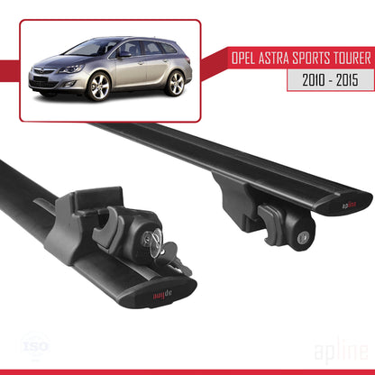 Compatible with Opel Astra J (P09) ST 2010-2015 HOOK Model Car Roof Rack Cross Bar Black Aluminium 2 Bars