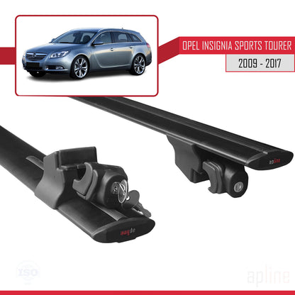 Compatible avec Opel Insignia (G09) ST 2009-2017 HOOK Model Barres de Toit Railing Porte-Bagages de Voiture Noir Aluminium 2 Barres