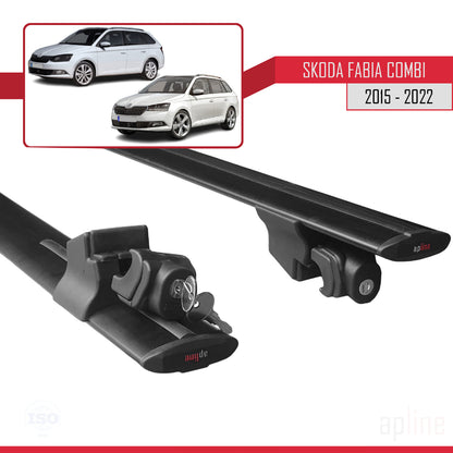 Compatible avec Skoda Fabia 3 (NJ) Break 2015-2022 HOOK Model Barres de Toit Railing Porte-Bagages de Voiture Noir Aluminium 2 Barres