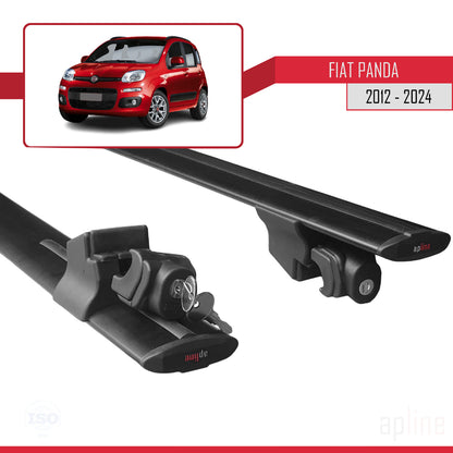 Compatible avec Fiat Panda 3 (319) 2012-2024 HOOK Model Barres de Toit Railing Porte-Bagages de Voiture Noir Aluminium 2 Barres