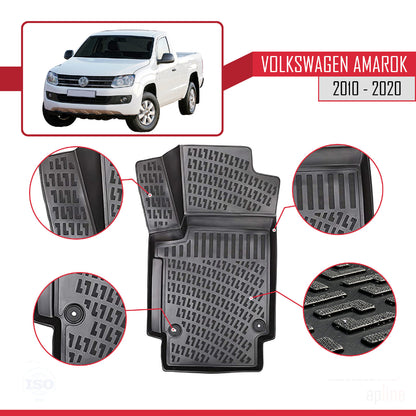 Compatible avec Volkswagen Amarok (2F) 2010-2020 4D Tapis de Voiture Noir