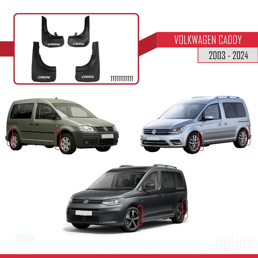 Compatible avec Volkswagen Caddy 2003-2024 Jeu de Bavettes Garde-boue Avant et Arrière de Voiture 4 Pcs Noir