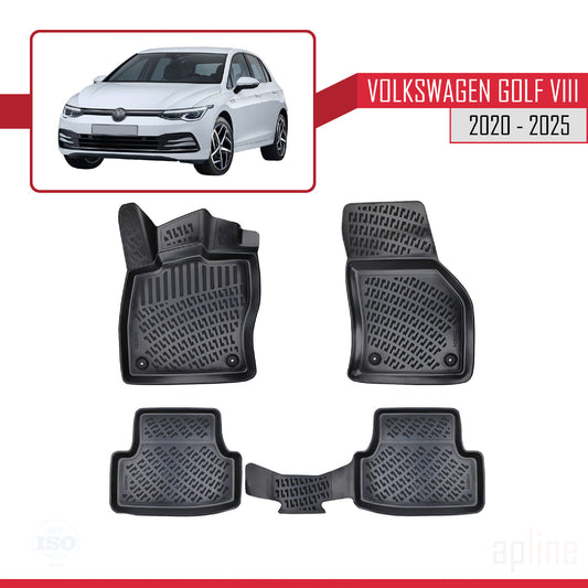 Compatible avec Volkswagen Golf 8 (CD1) (Vitesses manuelle) 2020-2025 4D Tapis de Voiture Noir