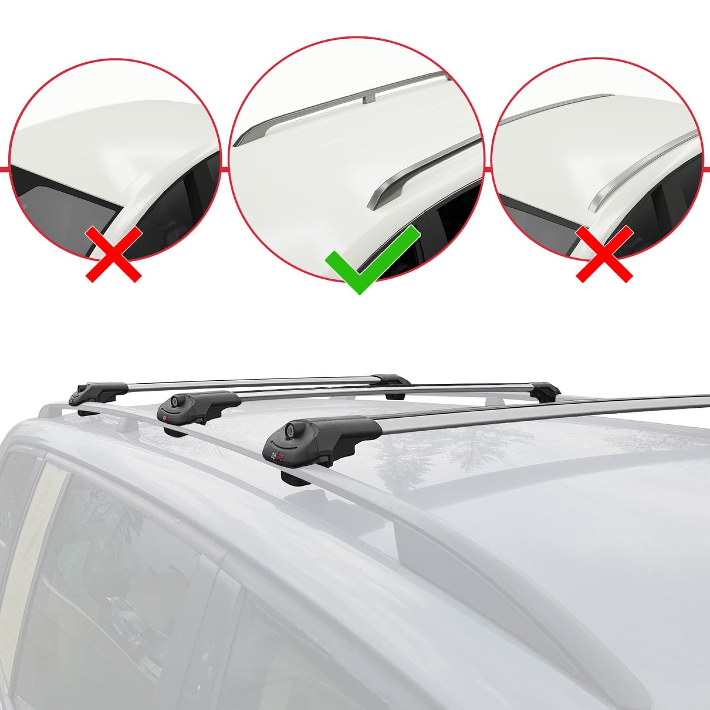 Compatible avec Fiat Doblo 2000-2009 V2 ACE-1 Barres de Toit Railing Porte-Bagages de Voiture Gris Aluminium 3 Barres