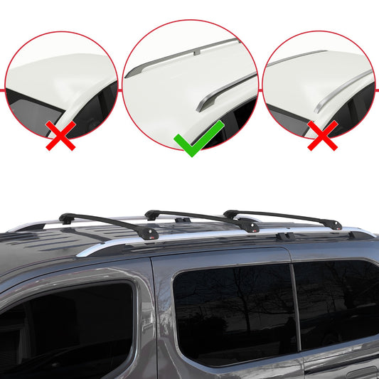 Compatible avec Vauxhall Combo E Life 2019-2022 ACE-1 Barres de Toit Railing Porte-Bagages de Voiture Noir Aluminium 3 Barres