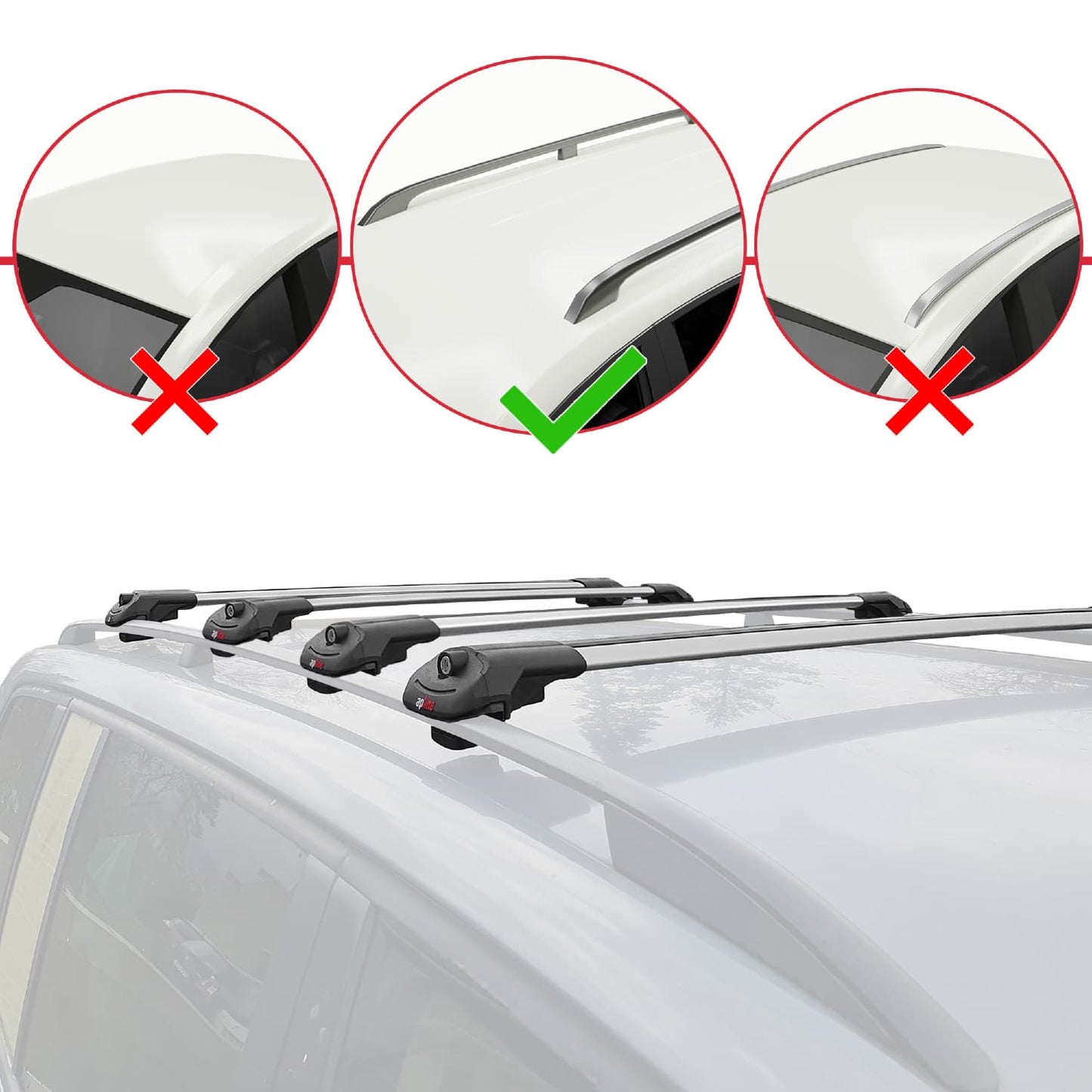 Compatible avec Fiat Doblo 2000-2009 V2 ACE-1 Barres de Toit Railing Porte-Bagages de Voiture Gris Aluminium 4 Barres
